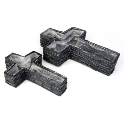 Pflanzkreuze Spaltweide 47/34cm im Set anthrazit